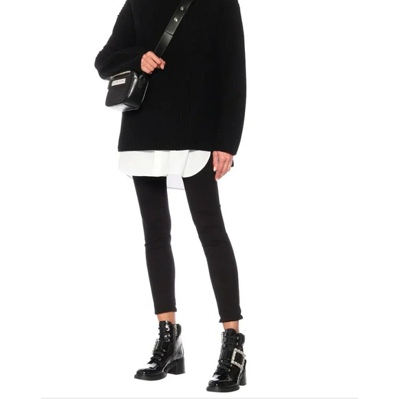 Roger Vivier Black Lace up Ankle Boots with  Rhinestone Buckle 36.5 - Picture 2 of 13